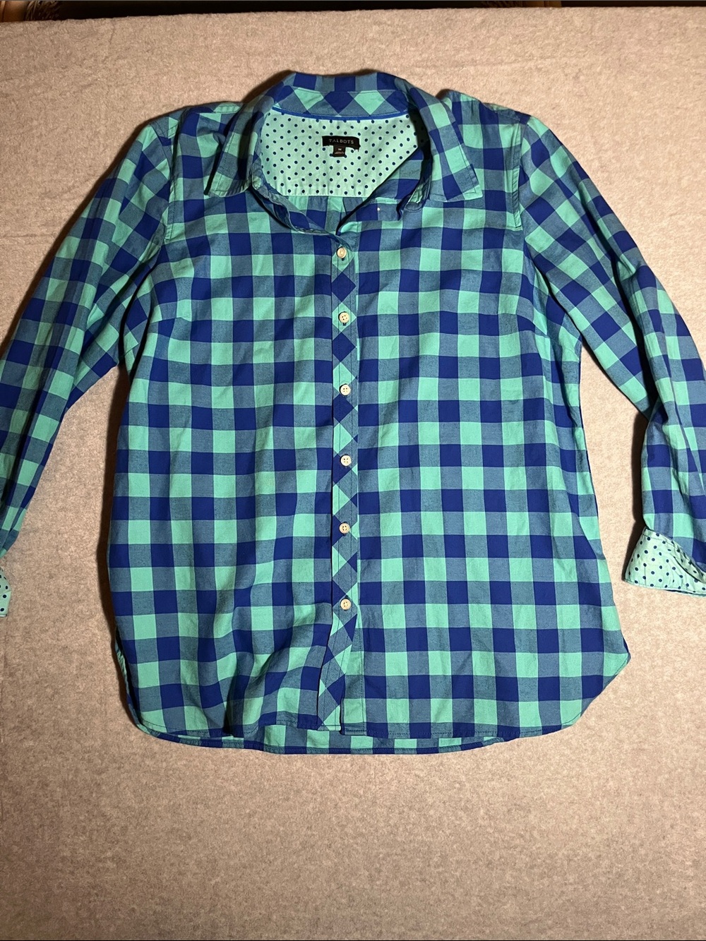 Talbots Blue and Teal Plaid Button-Down Shirt